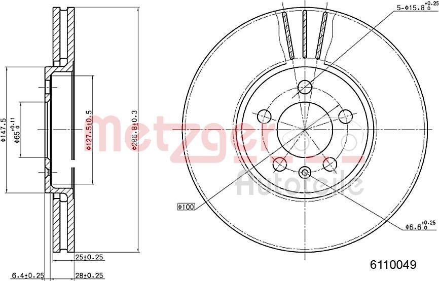 Metzger 6110049 - Disque de frein cwaw.fr