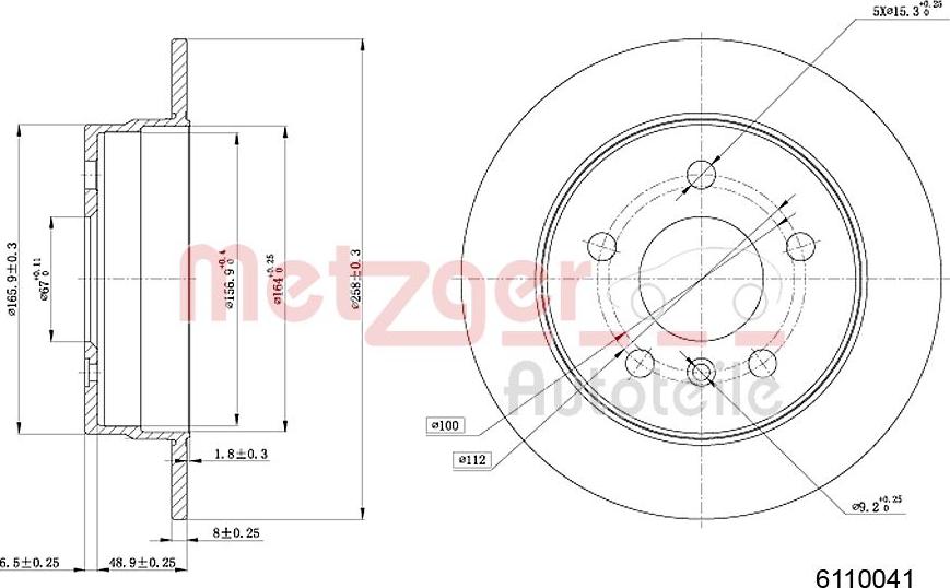 Metzger 6110041 - Disque de frein cwaw.fr