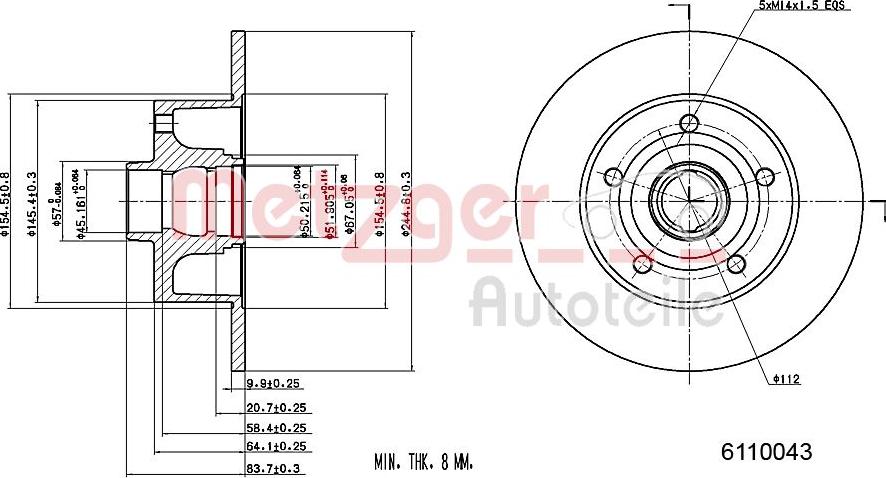 Metzger 6110043 - Disque de frein cwaw.fr