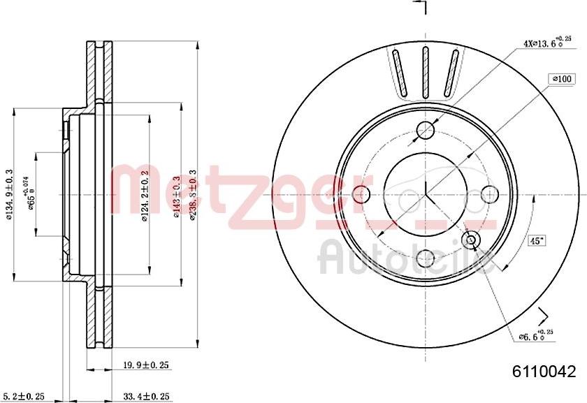 Metzger 6110042 - Disque de frein cwaw.fr