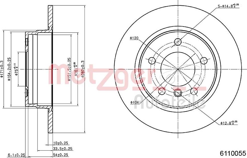 Metzger 6110055 - Disque de frein cwaw.fr