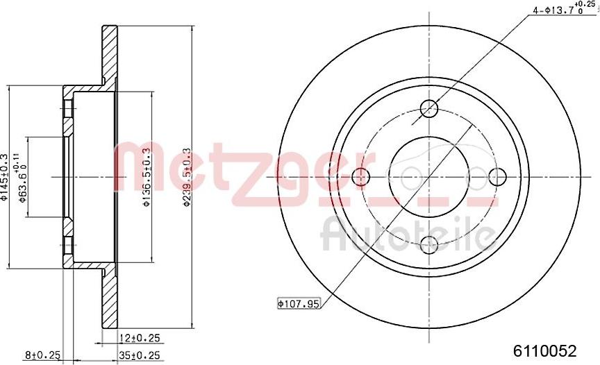 Metzger 6110052 - Disque de frein cwaw.fr