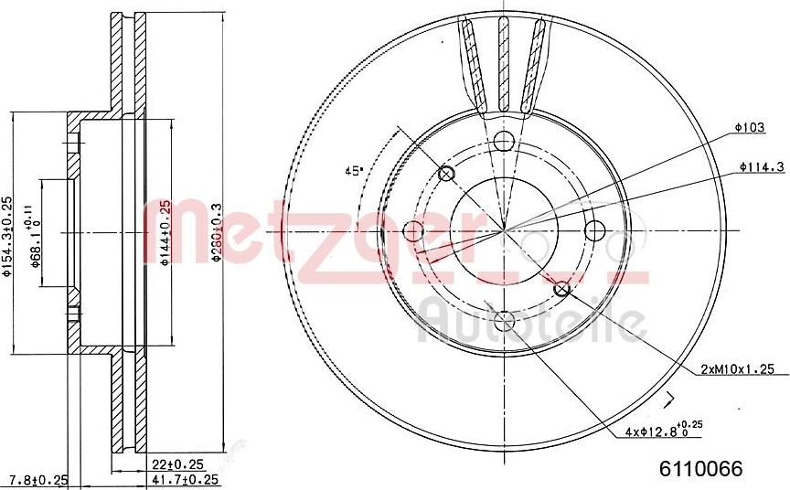 Metzger 6110066 - Disque de frein cwaw.fr