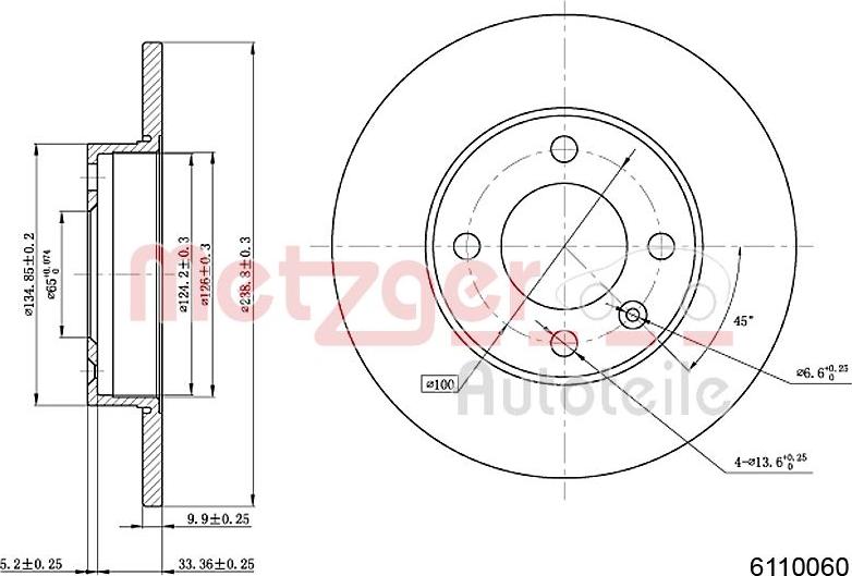 Metzger 6110060 - Disque de frein cwaw.fr