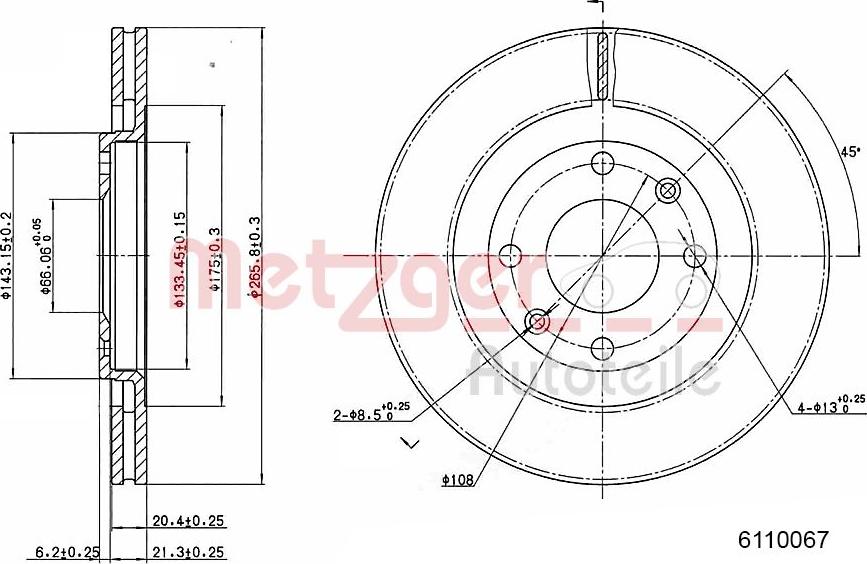 Metzger 6110067 - Disque de frein cwaw.fr