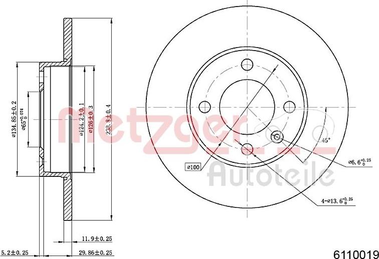 Metzger 6110019 - Disque de frein cwaw.fr