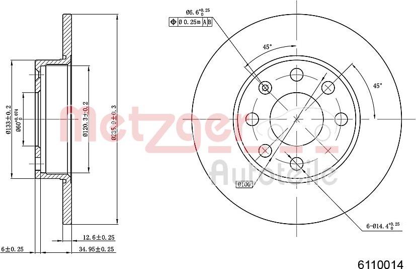 Metzger 6110014 - Disque de frein cwaw.fr