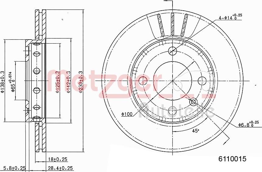 Metzger 6110015 - Disque de frein cwaw.fr