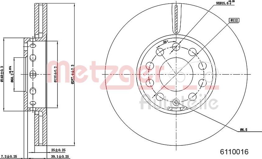 Metzger 6110016 - Disque de frein cwaw.fr