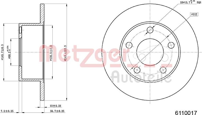 Metzger 6110017 - Disque de frein cwaw.fr