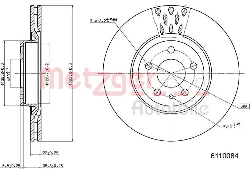 Metzger 6110084 - Disque de frein cwaw.fr