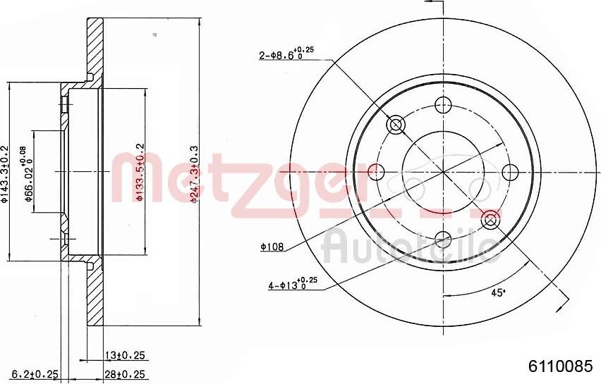 Metzger 6110085 - Disque de frein cwaw.fr