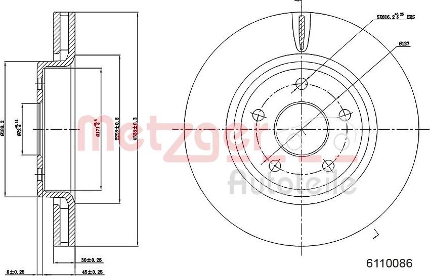 Metzger 6110086 - Disque de frein cwaw.fr