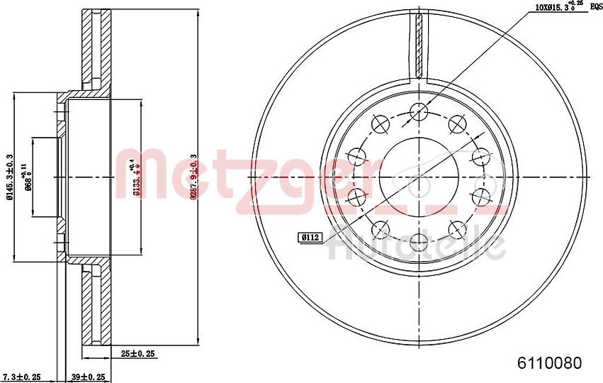 Metzger 6110080 - Disque de frein cwaw.fr