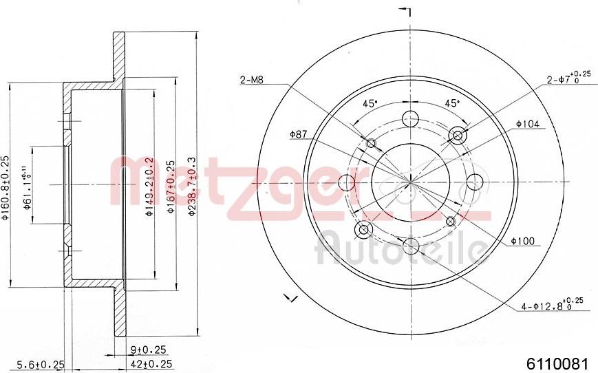 Metzger 6110081 - Disque de frein cwaw.fr