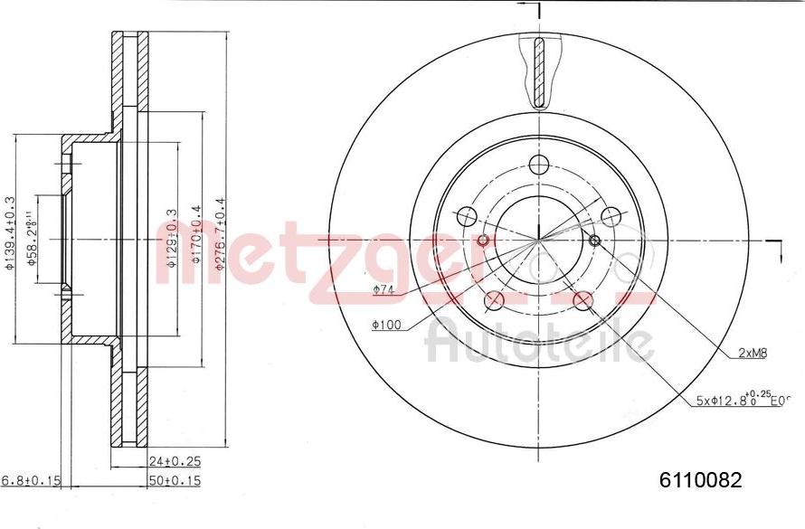 Metzger 6110082 - Disque de frein cwaw.fr