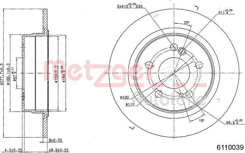 Metzger 6110039 - Disque de frein cwaw.fr