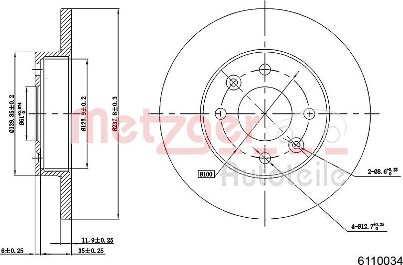 Metzger 6110034 - Disque de frein cwaw.fr