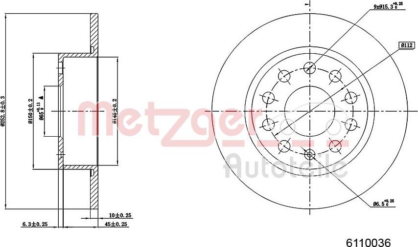 Metzger 6110036 - Disque de frein cwaw.fr