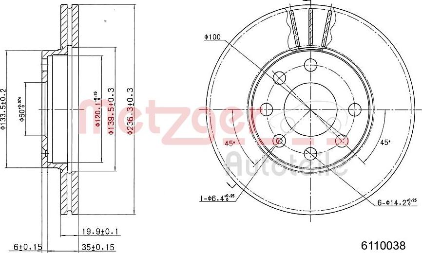 Metzger 6110038 - Disque de frein cwaw.fr