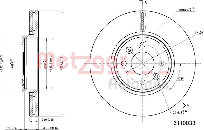 Metzger 6110033 - Disque de frein cwaw.fr