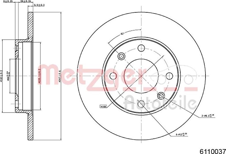 Metzger 6110037 - Disque de frein cwaw.fr