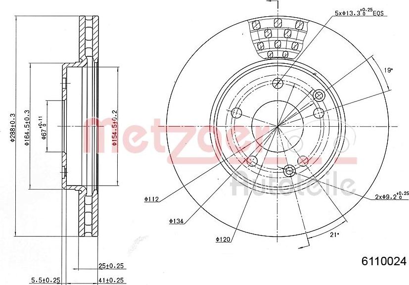 Metzger 6110024 - Disque de frein cwaw.fr