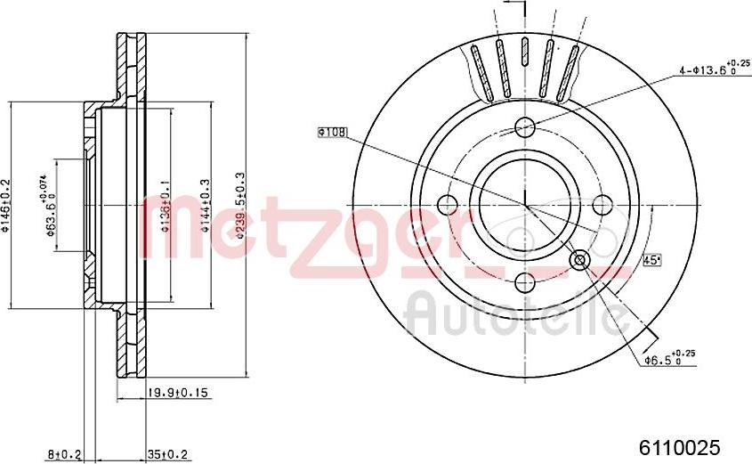 Metzger 6110025 - Disque de frein cwaw.fr