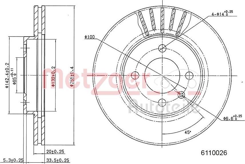 Metzger 6110026 - Disque de frein cwaw.fr