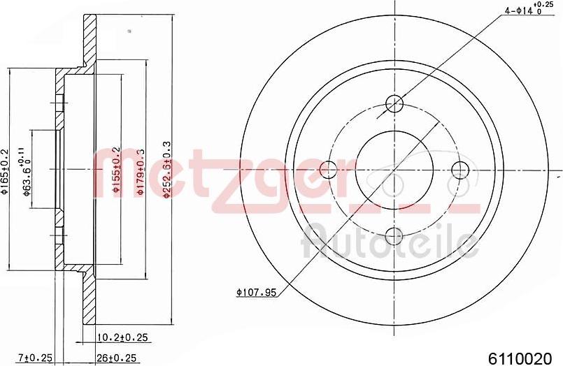 Metzger 6110020 - Disque de frein cwaw.fr