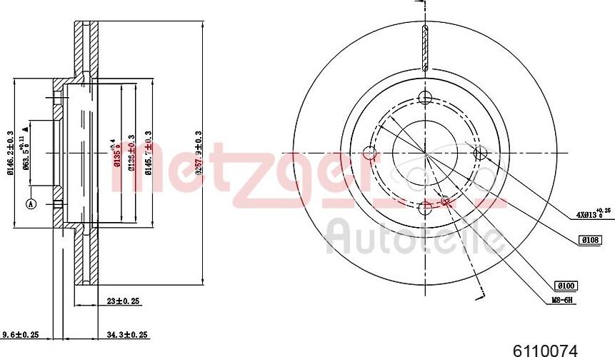 Metzger 6110074 - Disque de frein cwaw.fr