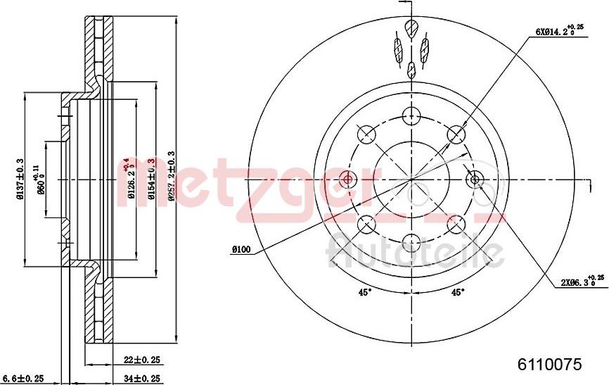 Metzger 6110075 - Disque de frein cwaw.fr