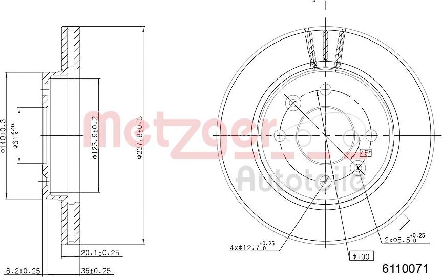 Metzger 6110071 - Disque de frein cwaw.fr