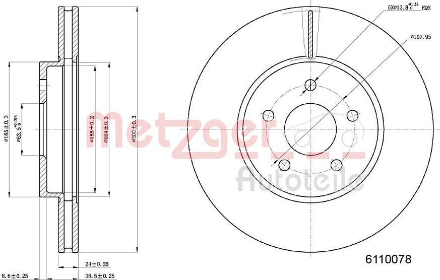 Metzger 6110078 - Disque de frein cwaw.fr