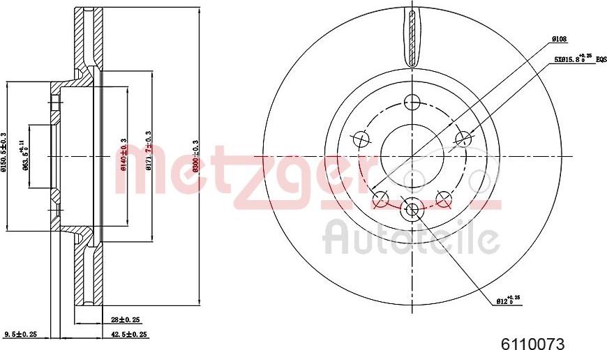 Metzger 6110073 - Disque de frein cwaw.fr