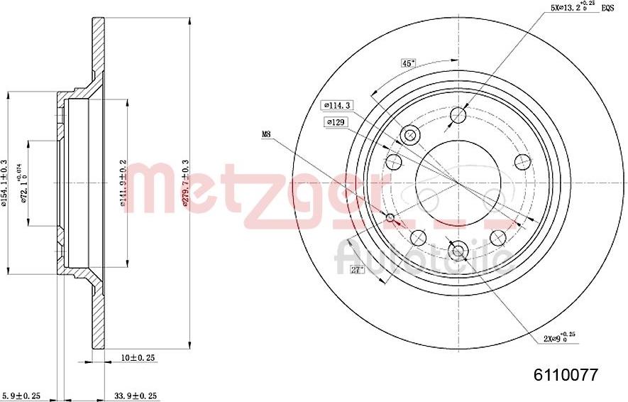 Metzger 6110077 - Disque de frein cwaw.fr