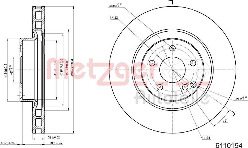 Metzger 6110194 - Disque de frein cwaw.fr