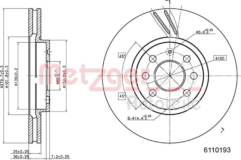 Metzger 6110193 - Disque de frein cwaw.fr