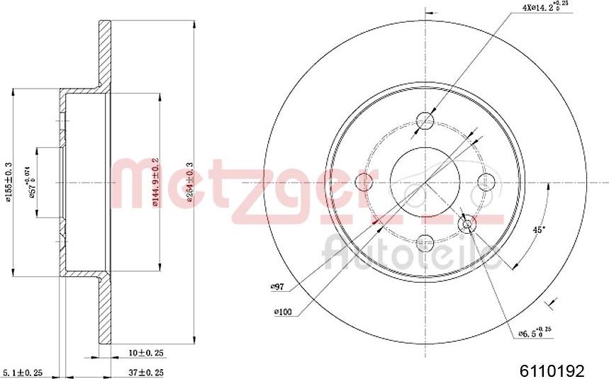 Metzger 6110192 - Disque de frein cwaw.fr