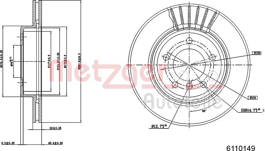 Metzger 6110149 - Disque de frein cwaw.fr