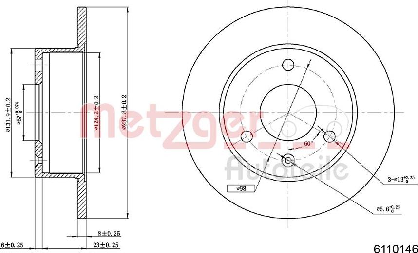 Metzger 6110146 - Disque de frein cwaw.fr