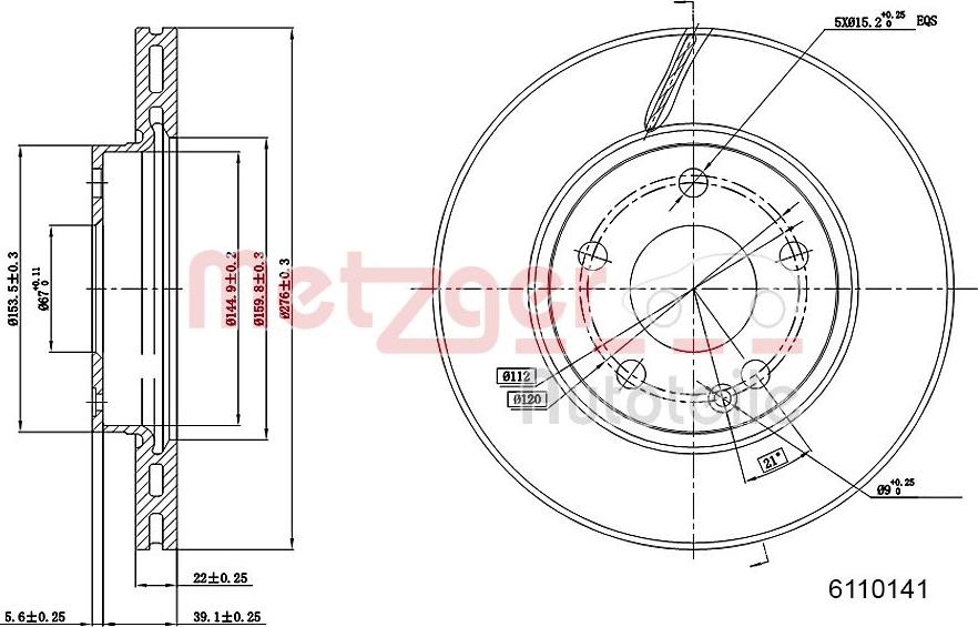 Metzger 6110141 - Disque de frein cwaw.fr