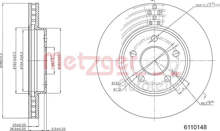 Metzger 6110148 - Disque de frein cwaw.fr