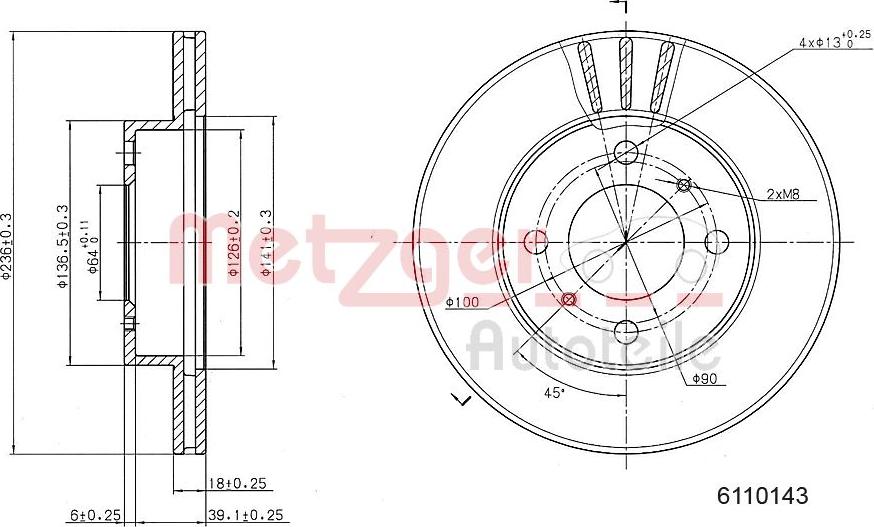 Metzger 6110143 - Disque de frein cwaw.fr