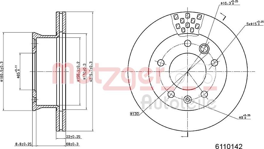 Metzger 6110142 - Disque de frein cwaw.fr