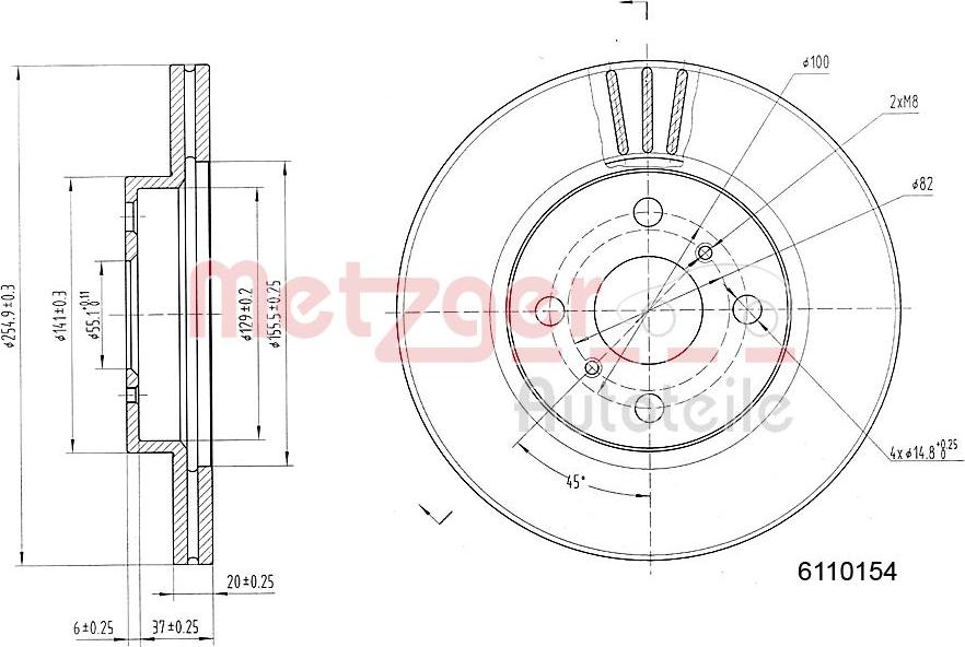 Metzger 6110154 - Disque de frein cwaw.fr