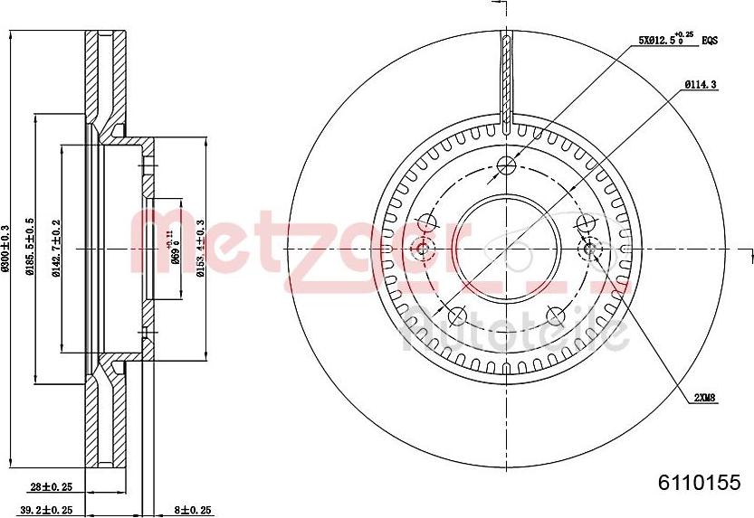 Metzger 6110155 - Disque de frein cwaw.fr