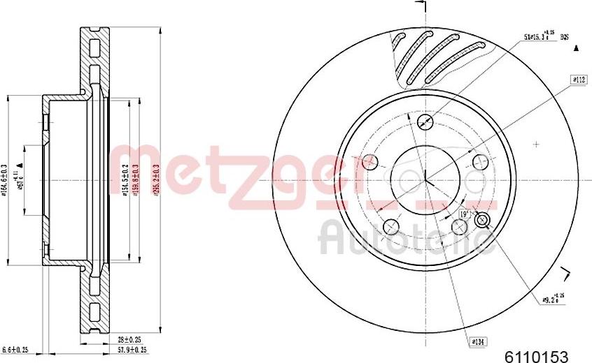 Metzger 6110153 - Disque de frein cwaw.fr