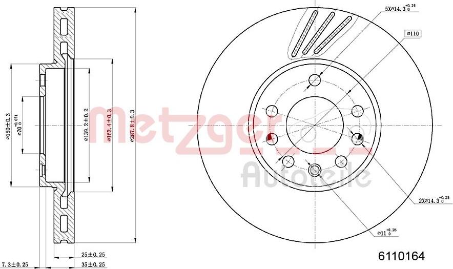 Metzger 6110164 - Disque de frein cwaw.fr