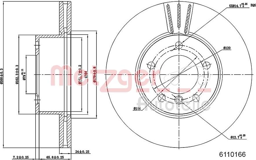 Metzger 6110166 - Disque de frein cwaw.fr